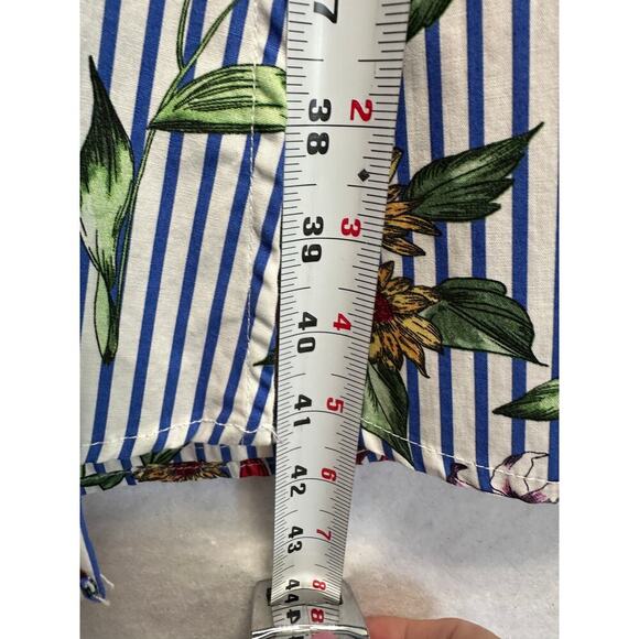 Zara Z1975 Denim Women Floral Shirt Dress Belt Short Sleeve Poplin S Resort - Picture 8 of 10